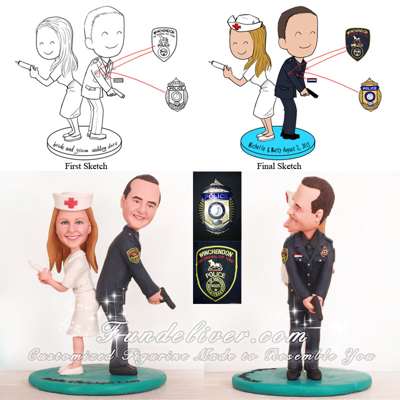 Funny Police and Nurse Wedding Cake Toppers